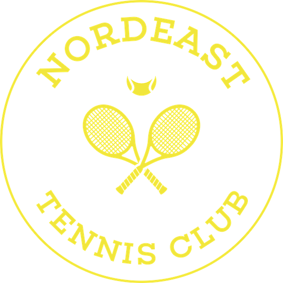 Nordeast Tennis Club logo with tennis ball and racquets